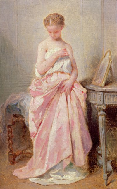 Meisje in een roze jurk door Charles Joshua Chaplin